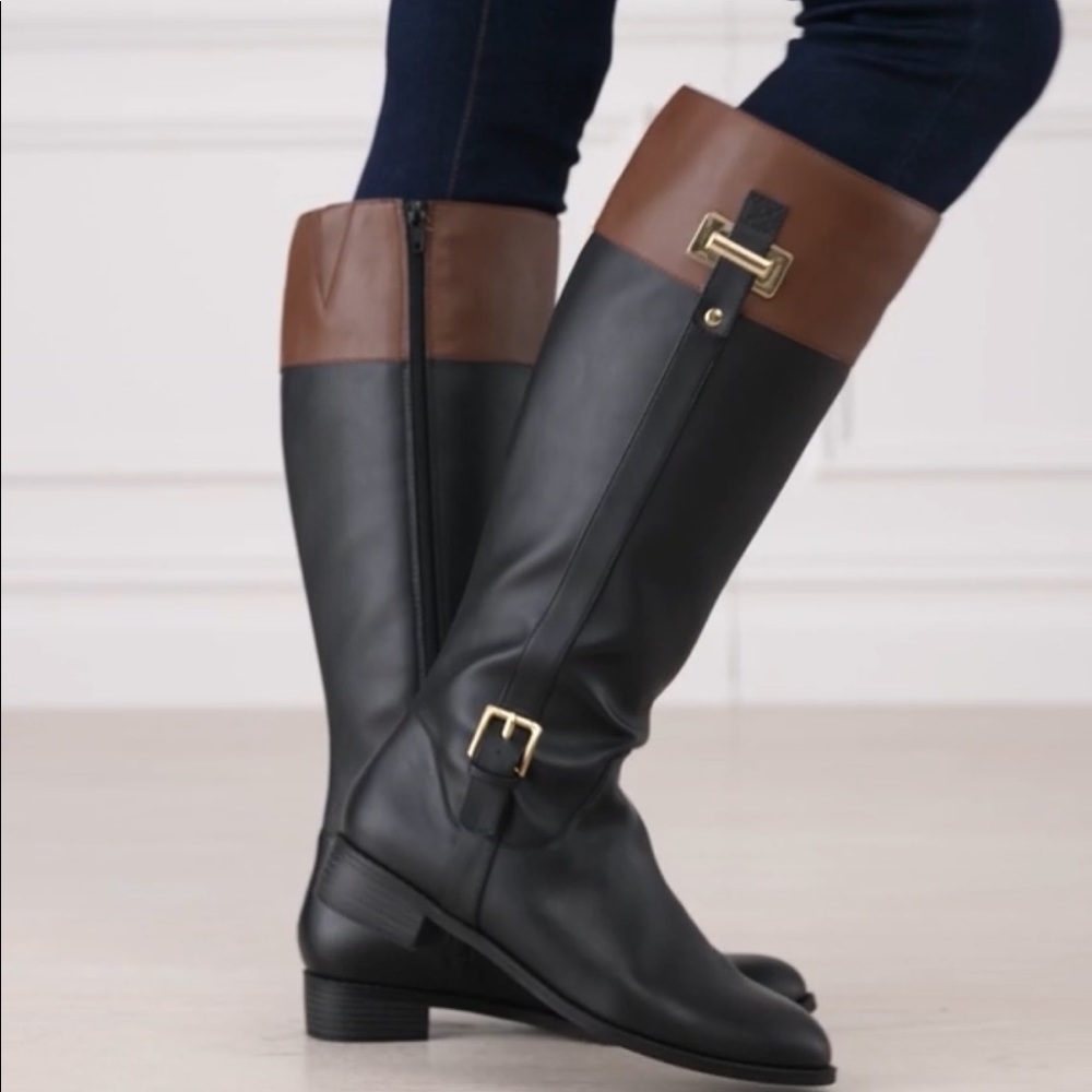 Deliee2 Riding Boots. Size 5.5 Black/brown 2 tone